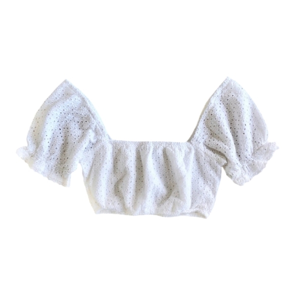 NWT With Jéan Darla Crop Eyelet Top Size S - Picture 3 of 8